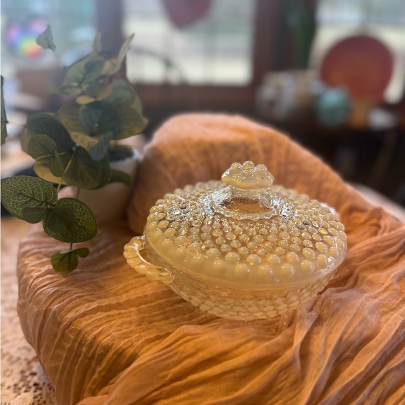 Other - Vintage Hobnail Milk Glass Double Handle Bowl Farmhouse Cottage Decor